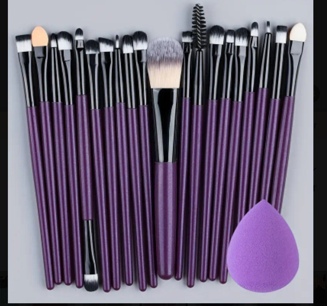 20-Piece Hypoallergenic Makeup Brush Set with Nylon Bristles - Luxe Palm Brushes for Foundation, Blush, Eye Shadow, Eyebrow, & Lip, All Skin Types, ABS Rod - Professional & Beginner Kit, Travel-Friendly